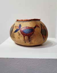 Gourd, Red Bird with Blue Wing by Anna Mallard