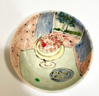 Porcelain Bowl with Blue Tree by Sue Mason