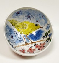 Bowl with Yellow Bird by Sue Mason